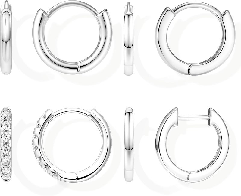 Poxtex Small Gold Huggie Hoop Earrings Set for Women Men Hypoallergenic 14K Plated Stack Cartilage Earrings, Multiple Piercing Lightweight Mini Thin Cute Dainty Trendy Jewelry Set Christmas Gifts for Women - Image 1